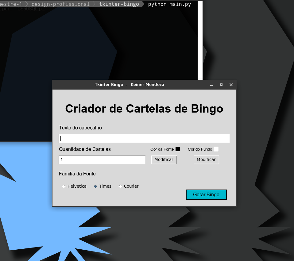 Programa de criação de cartelas de bingo